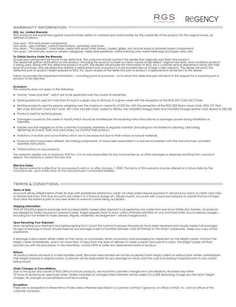 Cover of RGS Warranty Terms and Conditions (2025)